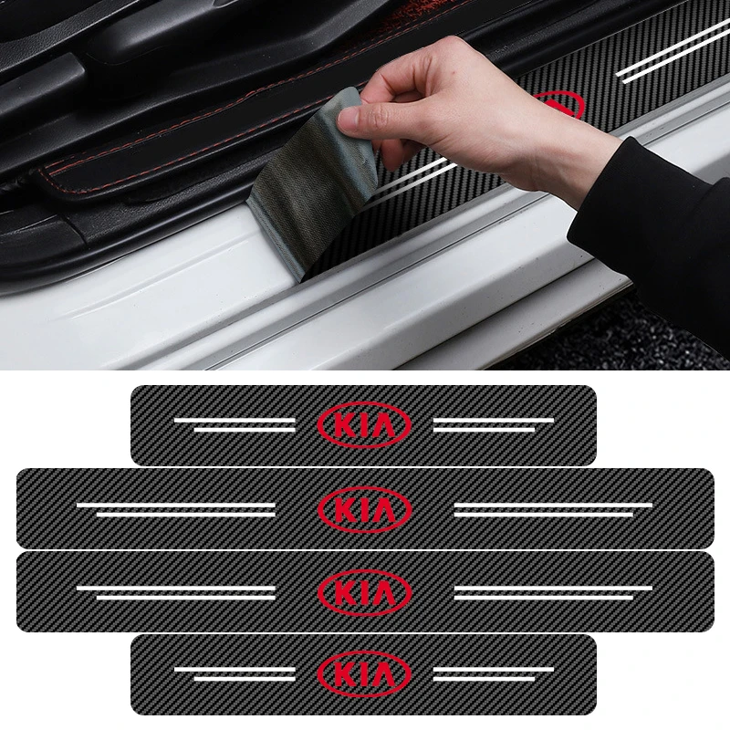 

Car Door Plate Carbon Fiber Threshold Protector Sticker Car Styling For KIA Rio Ceed Sportage Sorento k2 k3 k4 k5 k6 Soul Opeima