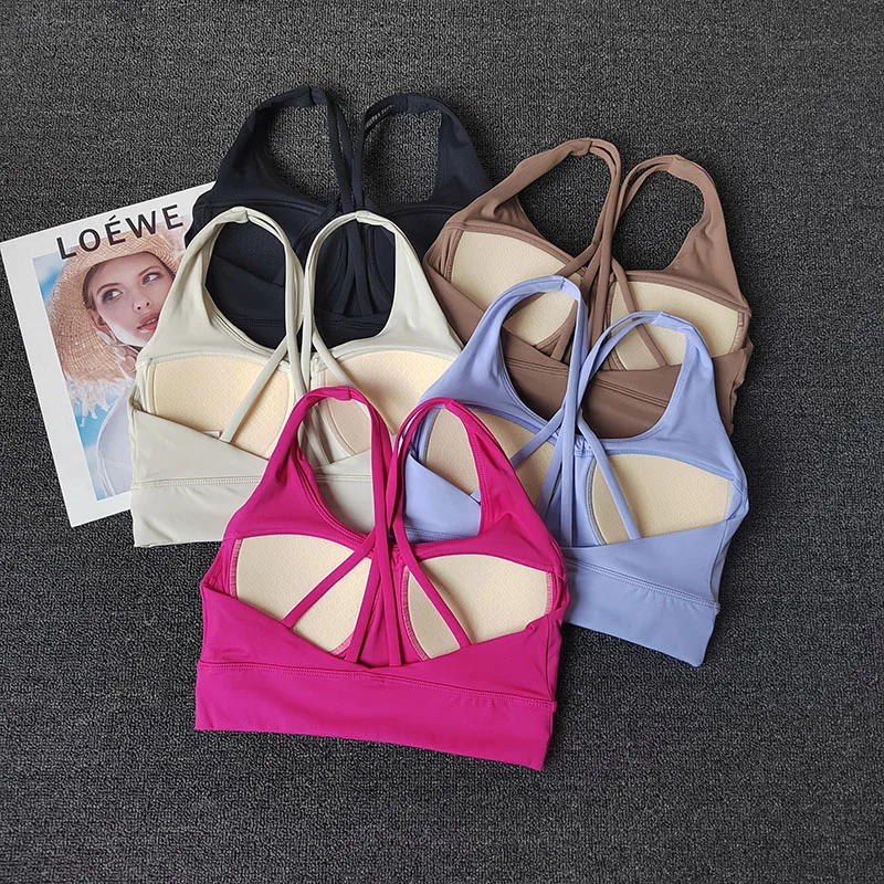 Yoga-Anzug mit hochtaillierten, hüfthebenden Leggings und Sport-BH-Set, schöner Rücken, stoßfester, festem Cup, Sportunterwäsche für Outdoor-Fitness. – Detail 3