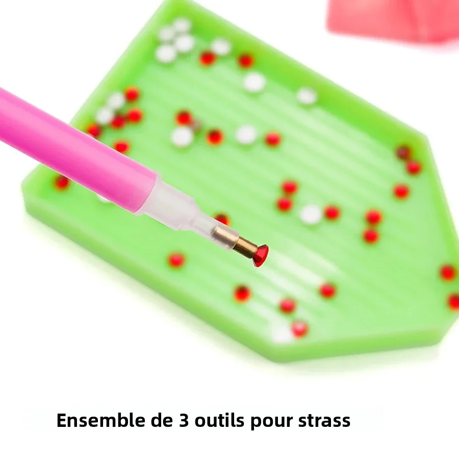 Ensemble de sélecteurs de strass avec stylo à points, plateau de rangement, argile collante pour Nail Art, peinture diamant et artisanat, 3 pièces