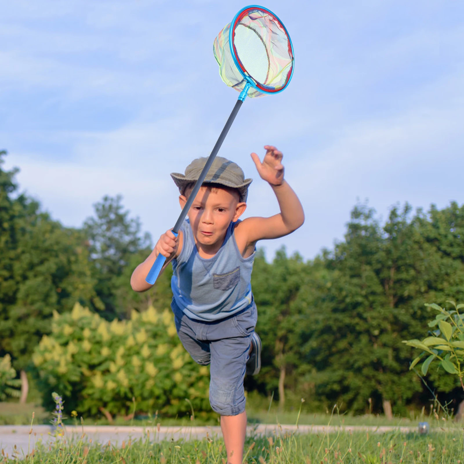 

Kids Fishing Net 25cm Carbon Rod Colorful Large Capacity Lightweight Telescopic Beach Outdoor Catching