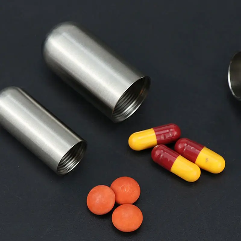 

1Pcs Waterproof Aluminum Alloy Pill Case Medicine Tablet Dispenser Organizer Pill Box Outdoor Mini Storage Holder Container