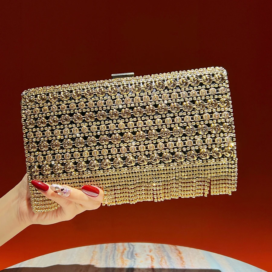 Shining Silver Drill Evening Bags Ladies Wedding Banquet Clutches Party Handbag Clutch Silver Color Chain Shoulder Bag For Women