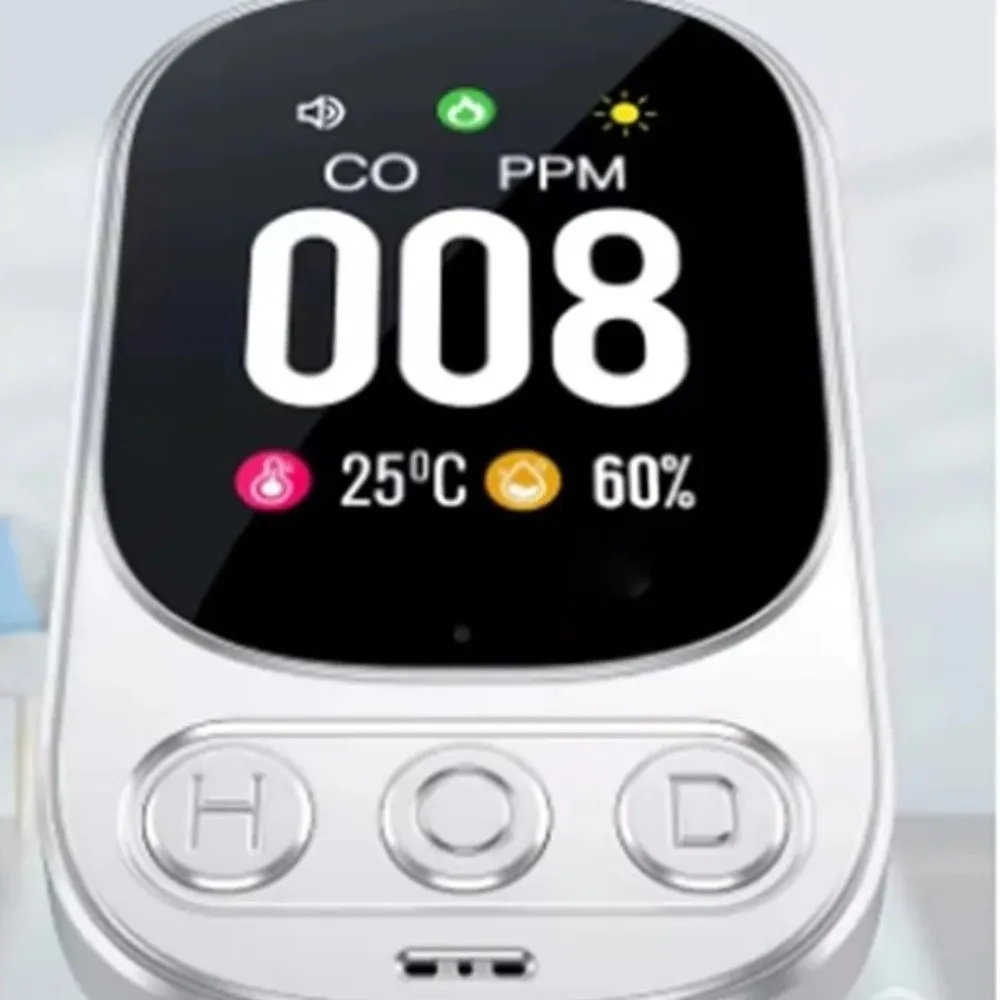 High Sensitivity Carbon Monoxide Detector Large Screen Real Time Monitoring CO Monitor Portable Temperature Humidity Detector
