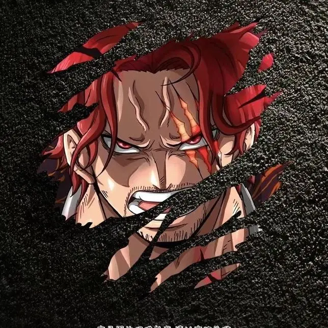 Anime One Piece Red Haired Shanks Battle Damage Face Tear Car Stickers Personalized Creative Decorative Stickers
