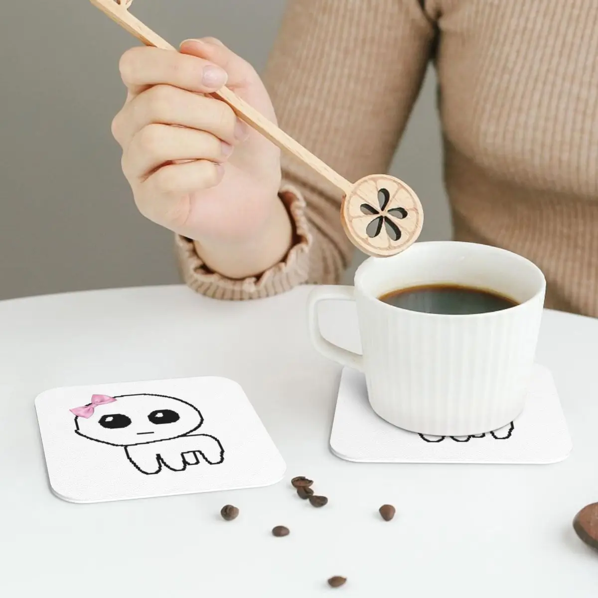 

TBH аутизм существо мем Yippee подставки кожаные салфетки изоляционные кофейные коврики для дома и кухни обеденные подушечки набор из 4 шт.