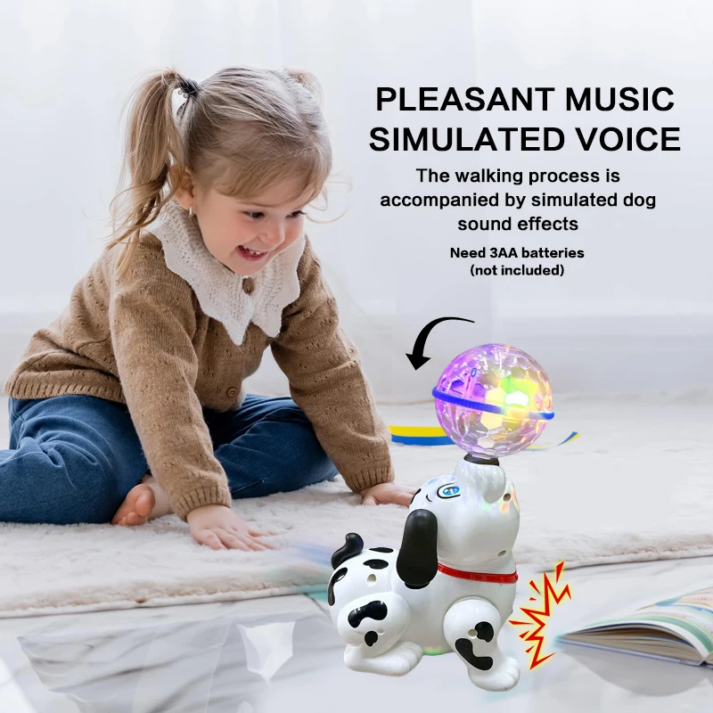 Electric Stunt Top Ball Spinning Puppy Toy Cute Adorable Design with Colorful Sound And Light Ideal Holiday Gift for Babies
