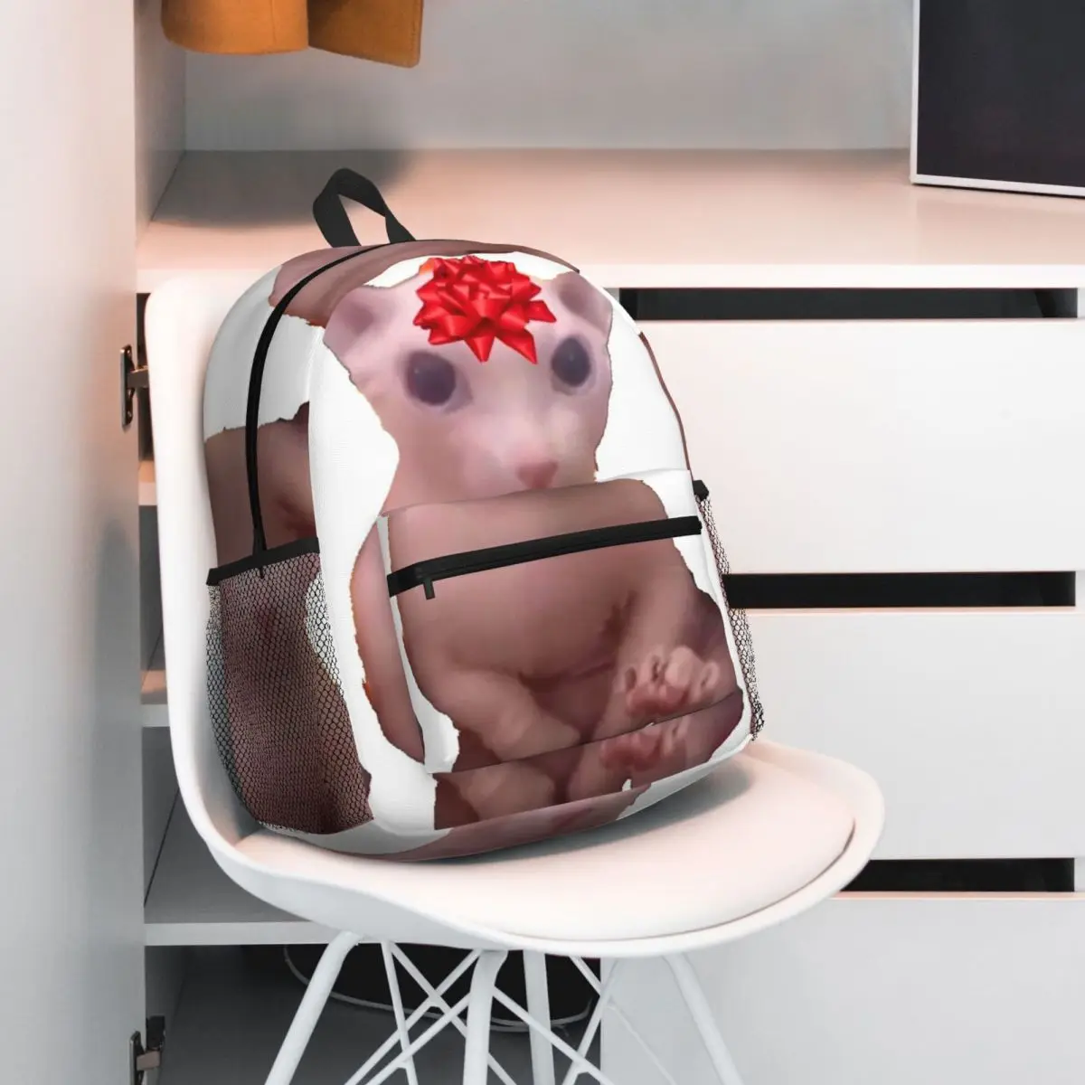 Sphynx Bingus Kitten Cat Backpack Student BookBag Kids School Bag Laptop Shoulder Bags for Boys Girls