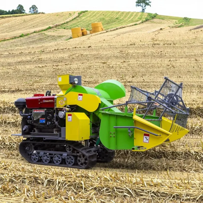 Small Household Crawler Combine Harvester Light Weight Narrow Body Farm Rice Paddy Harvest Machine Low Fuel Consumption Diesel