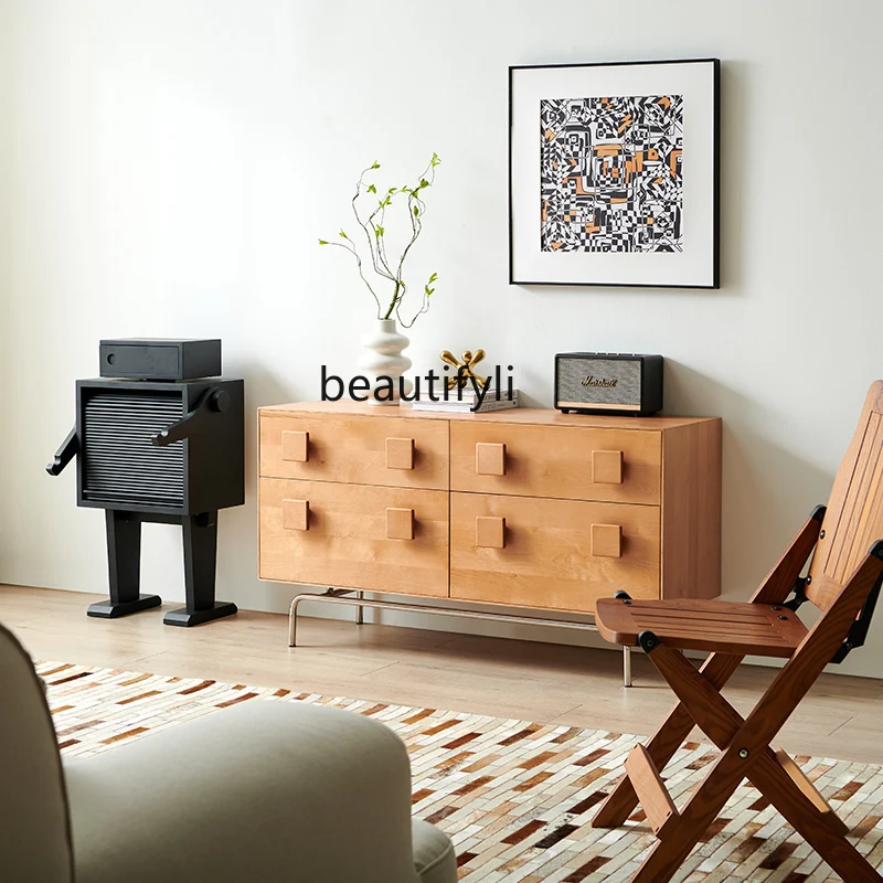 Nordic Solid Wood Chest of Drawers Living Room Cherrywood Carmen Cabinet Decorative Storage Sideboard Cabinet