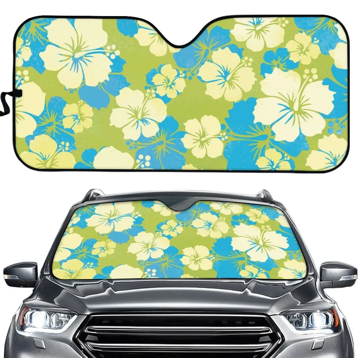 Hawaiian Hibiscus Flower Design Car Sunshade Reflector Anti UV Protector Sunshades Fashion Front Windshield Sunshade Easy Clean