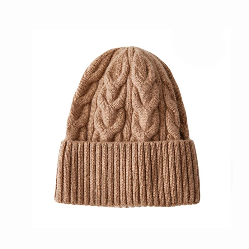 BEAUTODAY Woolen Hats Women 100% Sheep Wool Solid Color Simple Knitted Beanie Ladies Winter Accessories Handmade 96531