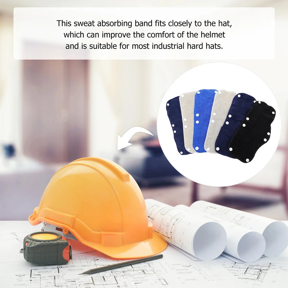 

6Pcs Comfortable Anti-Sweat Headband for Industrial Helmets Breathable Cotton-Like Sweat-Absorbing Band for Construction and