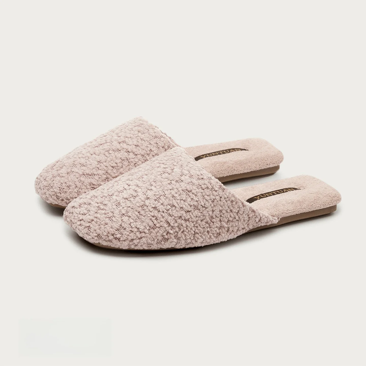 Autumn Winter Gentle Style Comfortable Soft Loop Pile Warm Teddy Fleece Cotton Women's Slippers Couples Indoor Non Slip Slippers view 2
