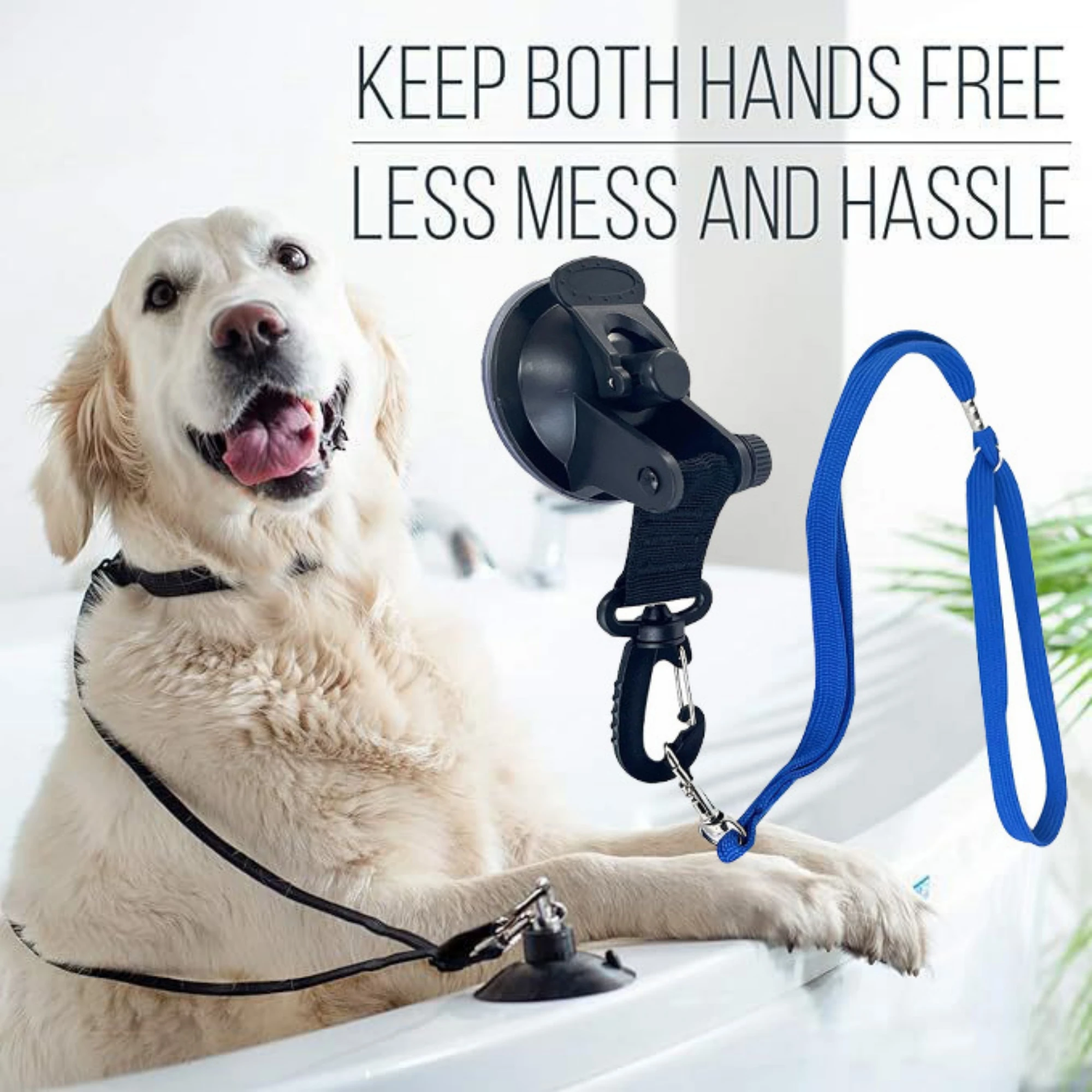 Dog Bathing Tether with Suction Cup Pet Dog Grooming Tub Restraint Loops and Adjustable Dog Cat Fixed Safety Rope for Pet Shower