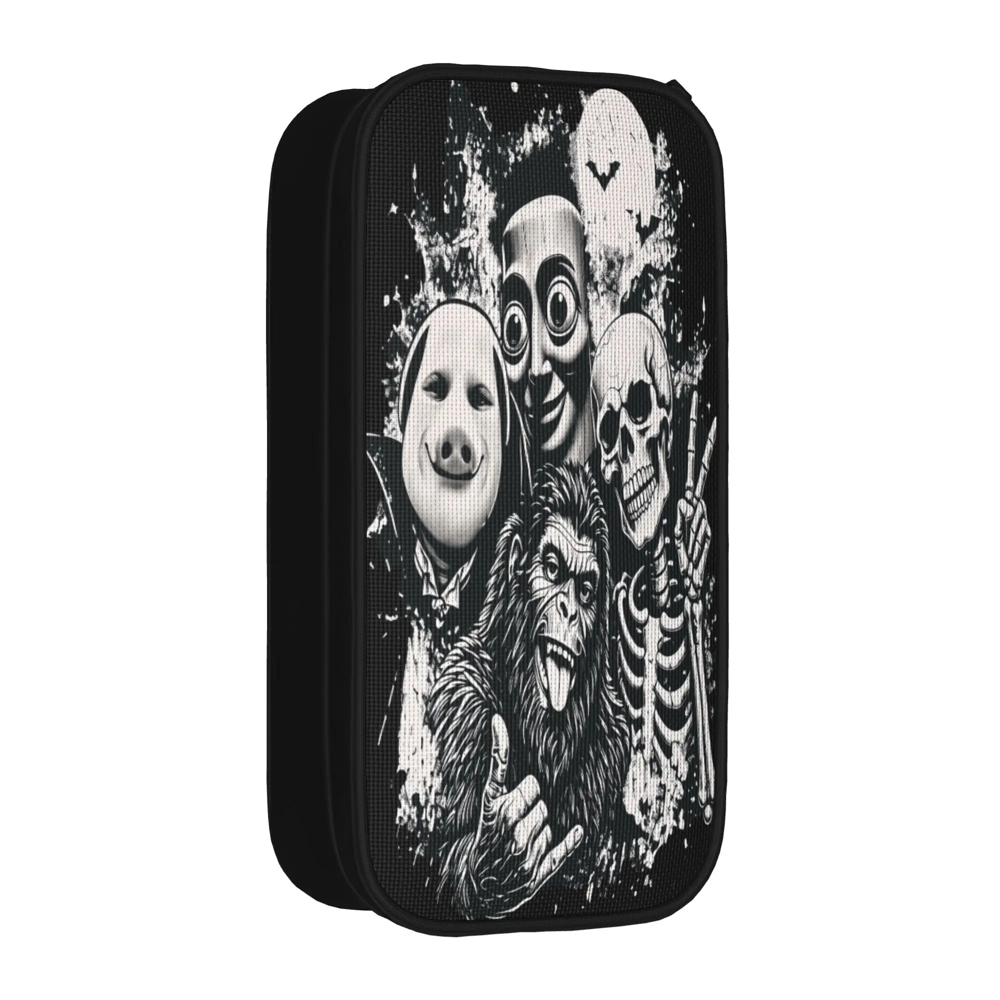 Vintage 90s Halloween Tung Sahur John Pork Skeleton Bigfoot Pencil Case Double Layer Pencil Bag Boy College School Pencil Cases