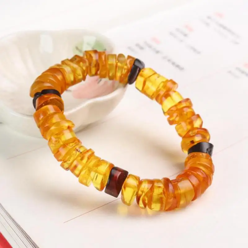 

100% натуральные янтарные браслеты для мужчин и женщин, Исцеляющие детали, ювелирные изделия из натурального Балтийского янтарного разделителя, браслет с бусинами, подарки