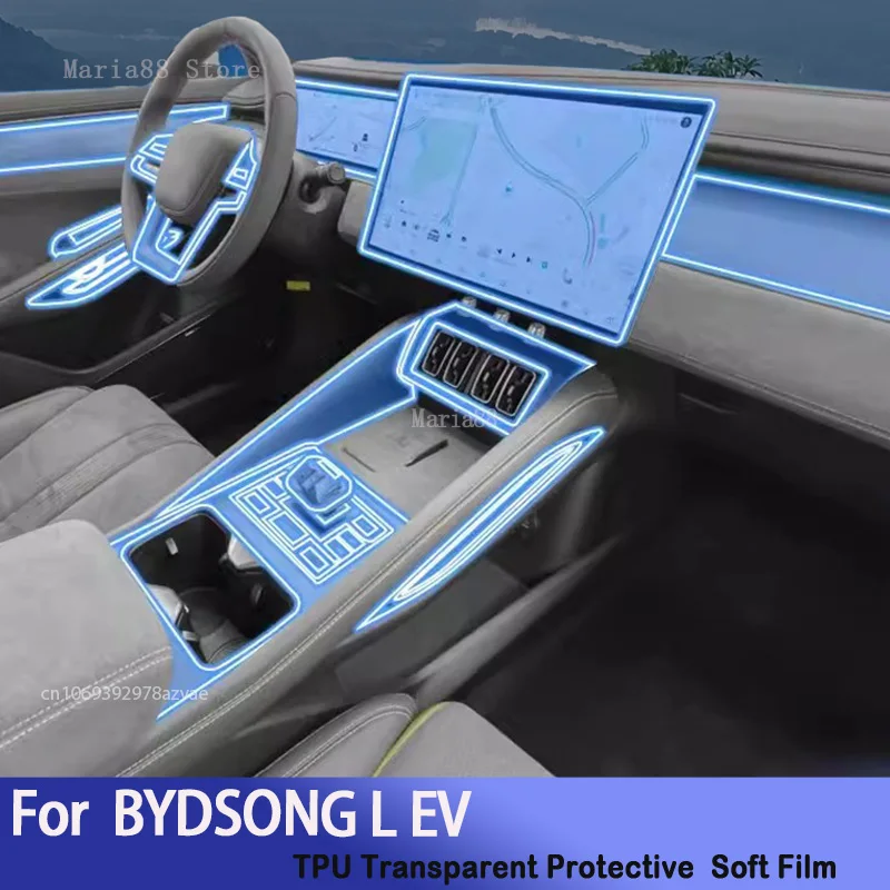 For BYD SONG L EV 2024 Car Interior Center Console Transparent TPU Protective Film Anti-scratch Repair Sticker