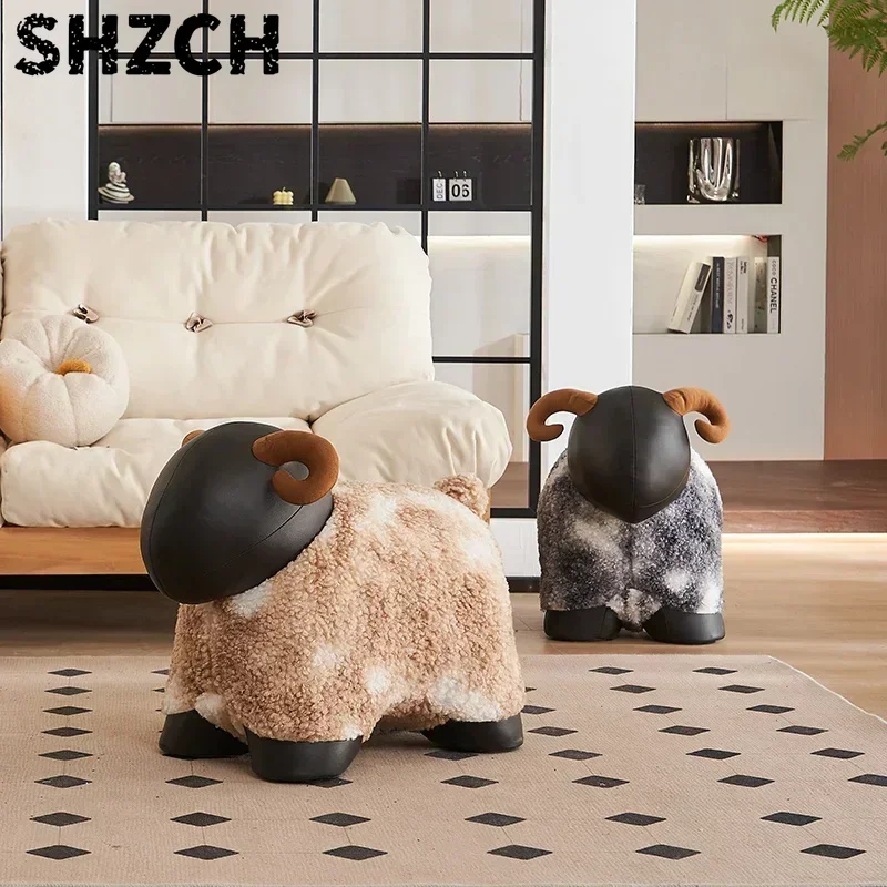 Quality Cute Lamb Shape Storage Ottoman Cozy Shoe Bench For Living Room Decor Child Seat Footrest Gift Modern Holder Stand