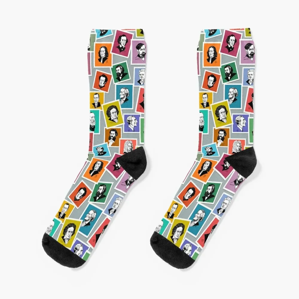 

The greatest composers (multicoloured version on grey background) Socks sheer Man Socks Women's