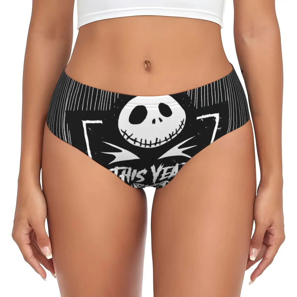 Calzoncillos personalizados The Nightmare Before Christmas, ropa interior elástica y cómoda para mujer, calzoncillos Sally y Jack