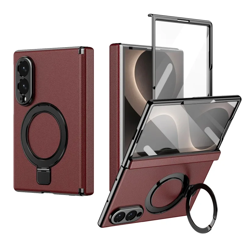 For Samsung Z Fold 8 Wide Wireless Charging Integrated Ring Kickstand Lens Hinge Protection Anti‑Fingerprint Shockproof Cover