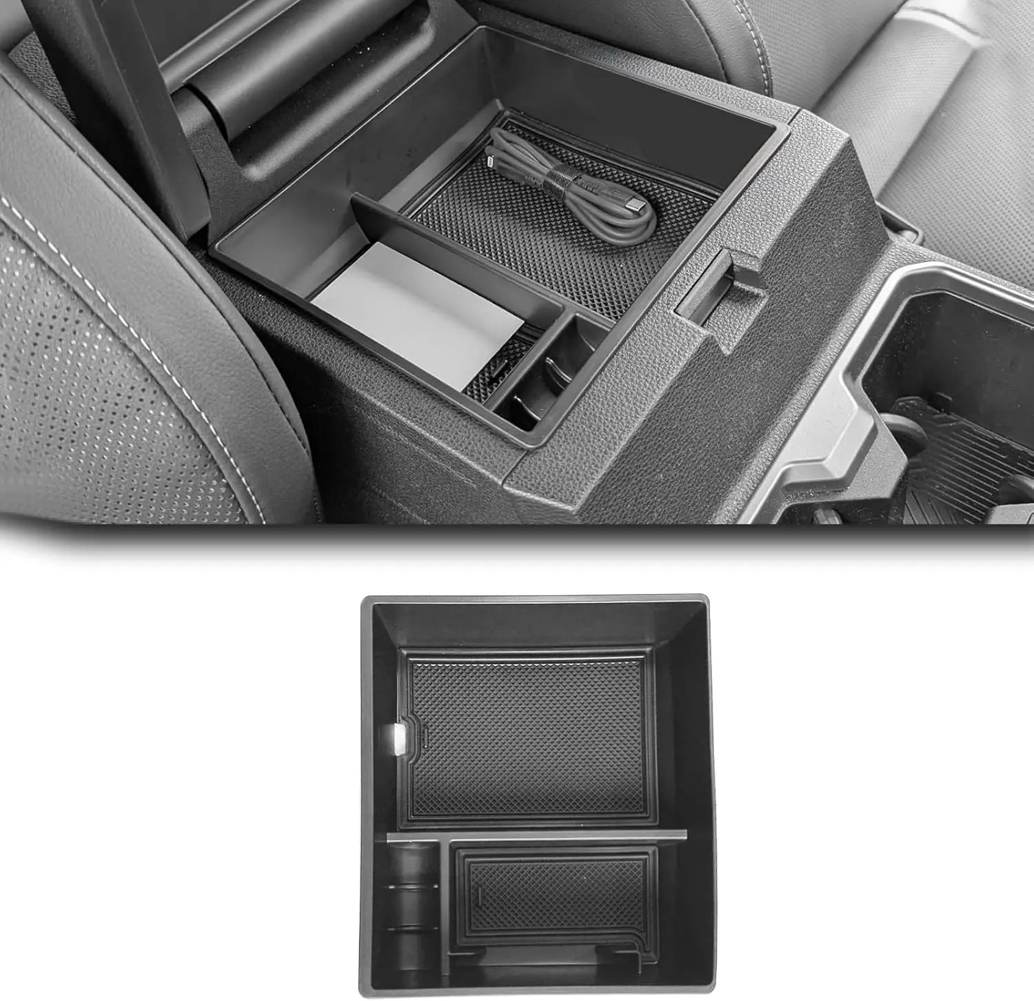 

For Toyota 4Runner 2025 Center Console Organizer Interior Accessories Armrest Insert Tray ABS Coin Phone Holder Car Storage Box