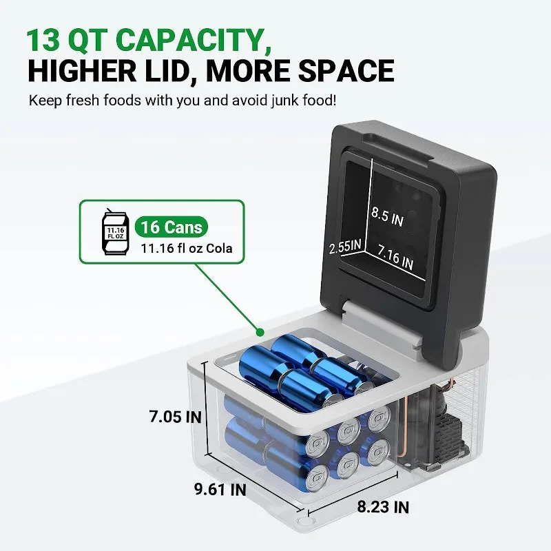 Портативная морозильная камера F40C4TMP, 12 Φ, 13 кварт (12 л) (-4 ℉ ~ 68 ℉) с управлением через приложение, автомобильный холодильник 12 В/24 В постоянного тока и 100-240 В переменного тока