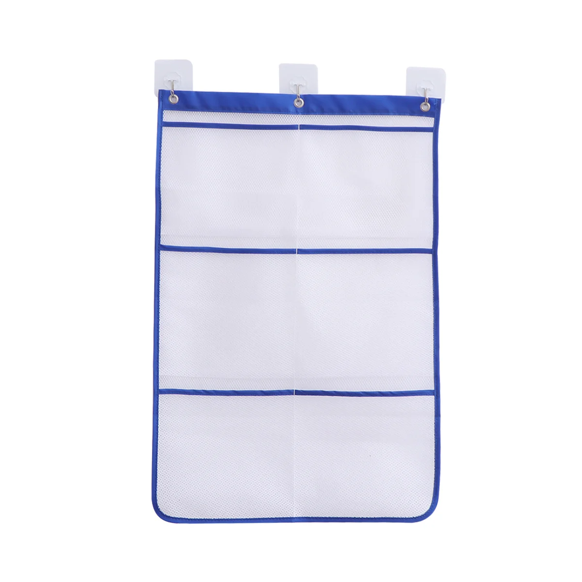 

6 Pockets Hanging Storage Bag Clear Mesh Bathroom Shower Organizer Over Door Holder Seamless Hooks Travel Camping Gym Storage