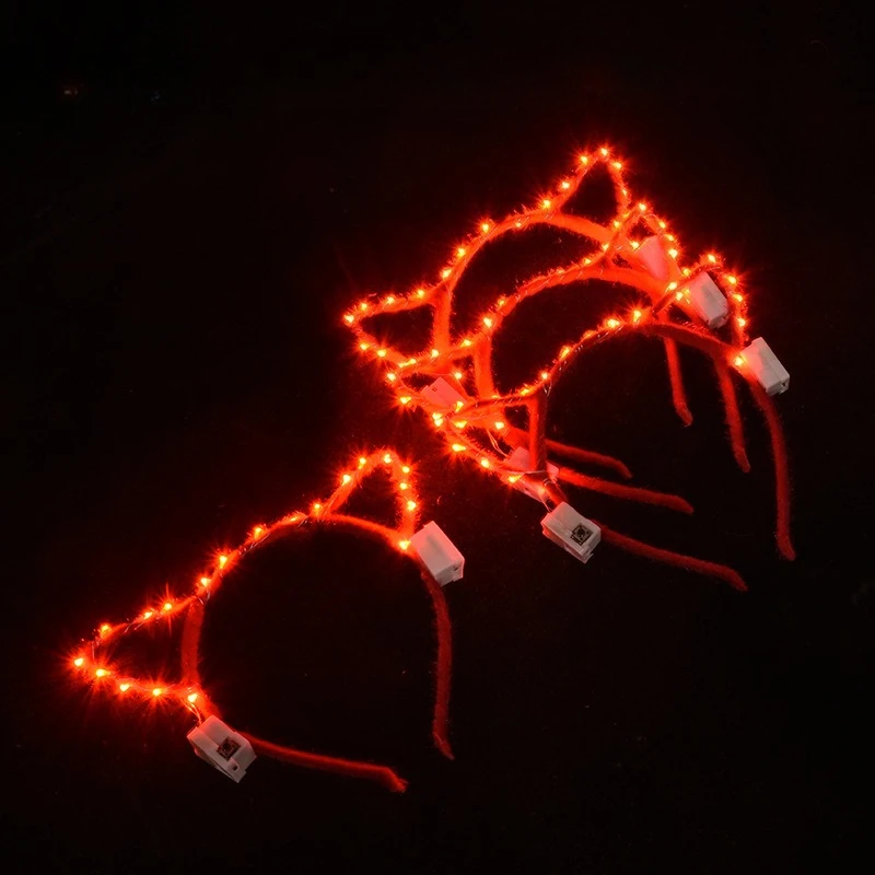 20 LED-Perlen, goldenes Leuchtendes Katzen- und Hasenohren-Stirnband, blinkender, leuchtender Haarreif, Konzert-Jubel-Kopfbedeckung, Karnevalsparty – Detail 3
