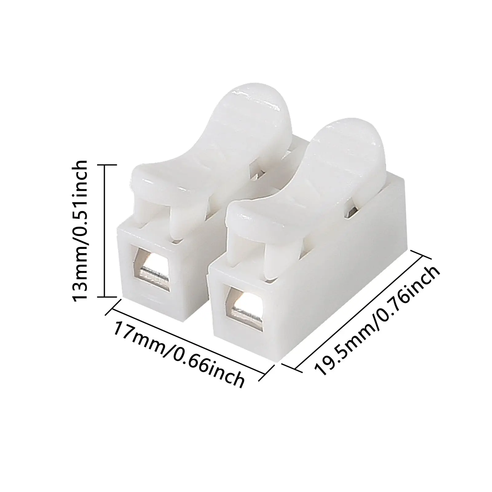 55pcs CH-2 Electrical Cable Connectors Block Push Quick Wire Cable Connector 2 Pin Push-in Spring Loaded Electrical Connectors