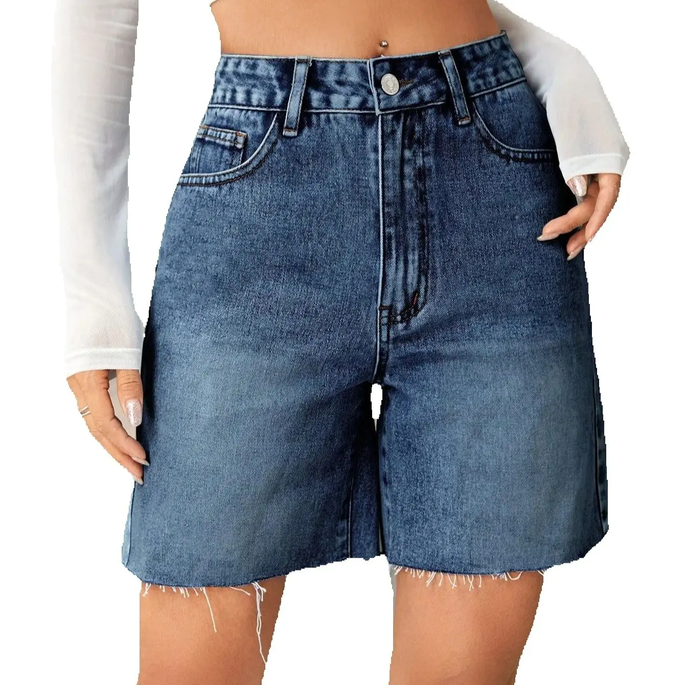 Shorts jeans elegantes e casuais de cintura alta, soltos, confortáveis, elegantes e versáteis, shorts jeans de verão para mulheres