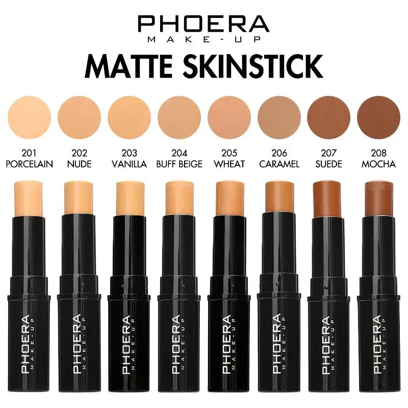 PHOERA 12 Colors Concealer Stick Smoother Long Lasting Contour Foundation Stick Breathable Highlighter Stick With Free Gift