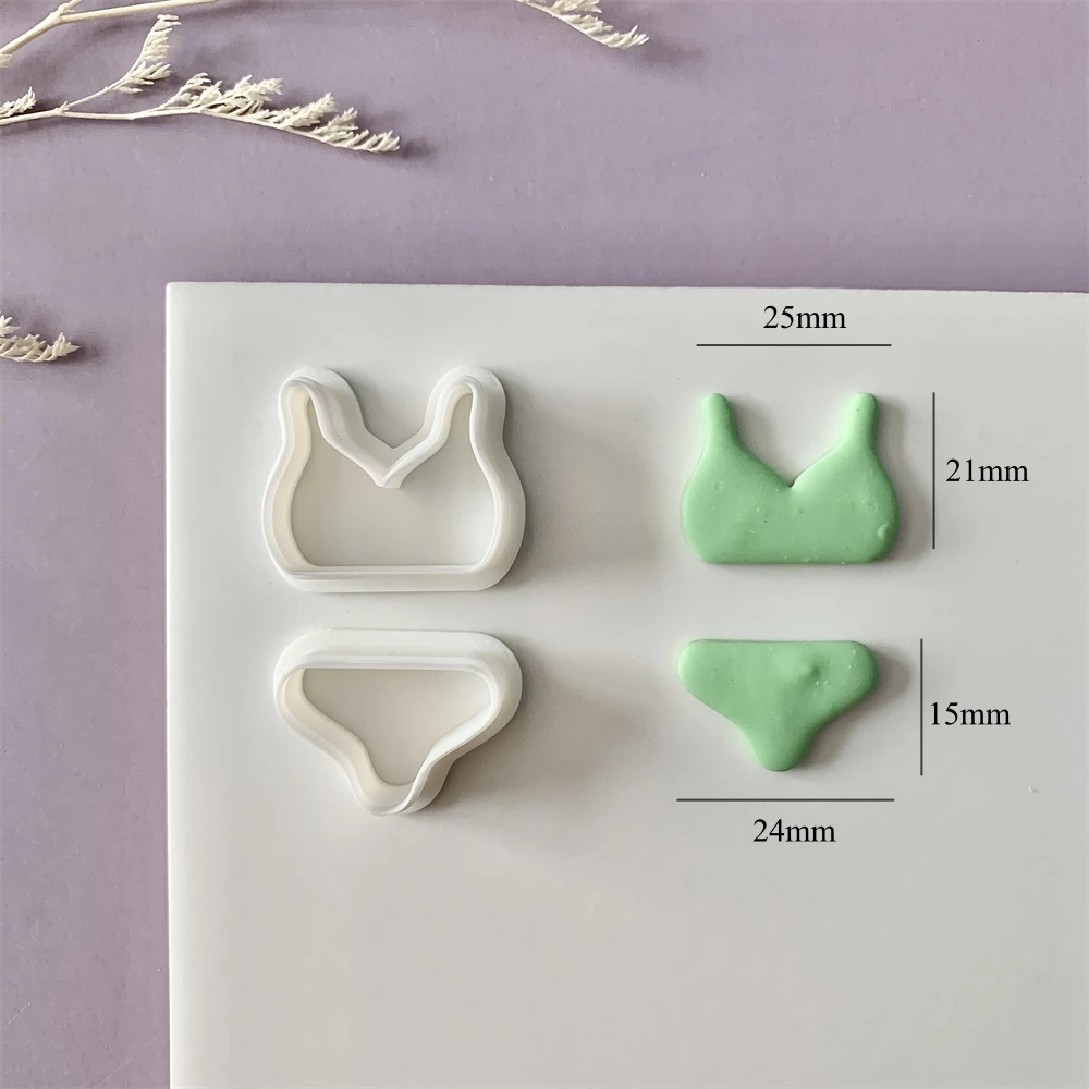 Bikini-förmiger Polymer-Ton-Ohrring-Schneider, Sommerurlaub, Strand, baumelnde Tonformen für Anhänger, Schmuck, handgefertigte Schneidwerkzeuge – Detail 8