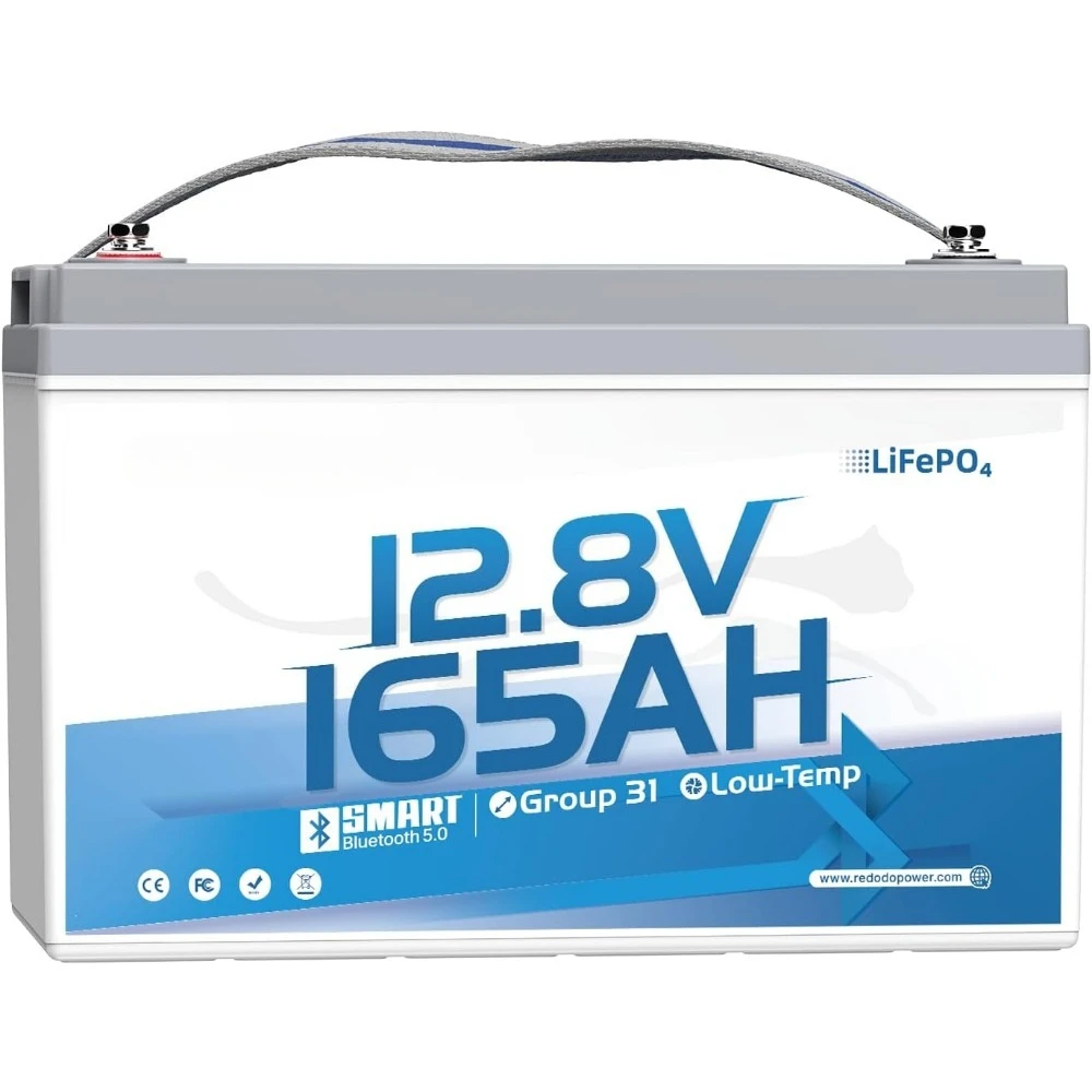 

12V 165Ah LiFePO4 Battery with Bluetooth, 165A BMS, 2112Wh, Group 31 Lithium Battery with 1.65X Longer Lasting