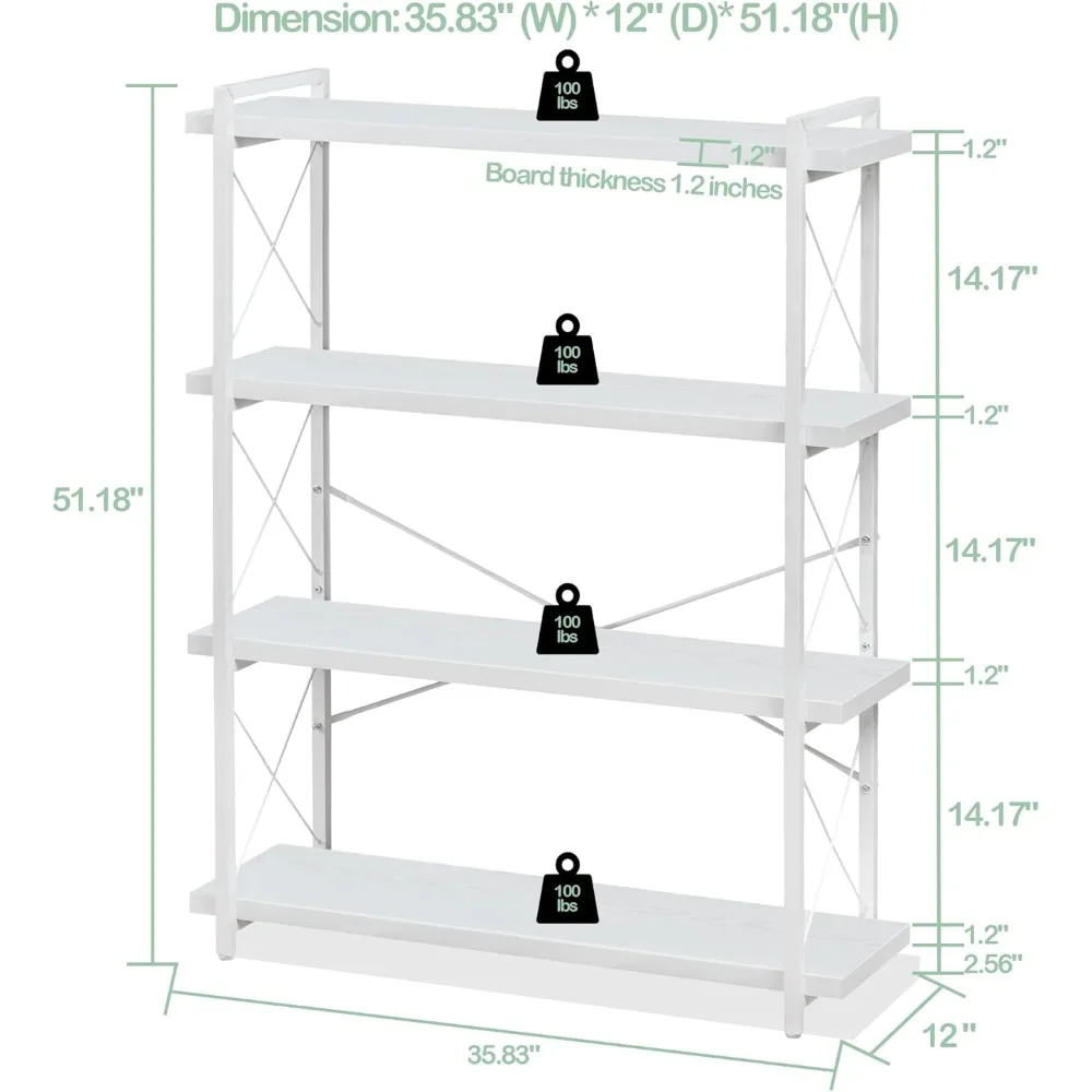 Bookshelf, 3-Tier Industrial Bookcase, Rustic Open Book Shelf, Wood and Metal Horizontal Bookshelves comodas con cajones