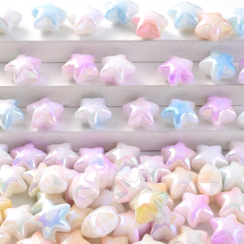 10 Stück 19 mm Macaron-Farbverlauf AB Flash Star Acrylperlen DIY Schmuckherstellungszubehör für Armbänder, Ohrringe, Halsketten – Detail 4