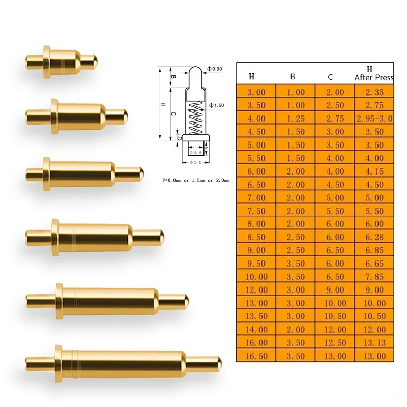 10PCS/Lot Pogo Pin Spring Probe Connector Battery Spring Loaded Contact SMD Needle PCB Height 3/3.5/4/4.5/5/5.5mm Test Probes