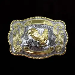Western Cowboy Gesp Zilver Haan Twee-Kleur Plating Persoonlijkheid Mannen Gladde Gesp