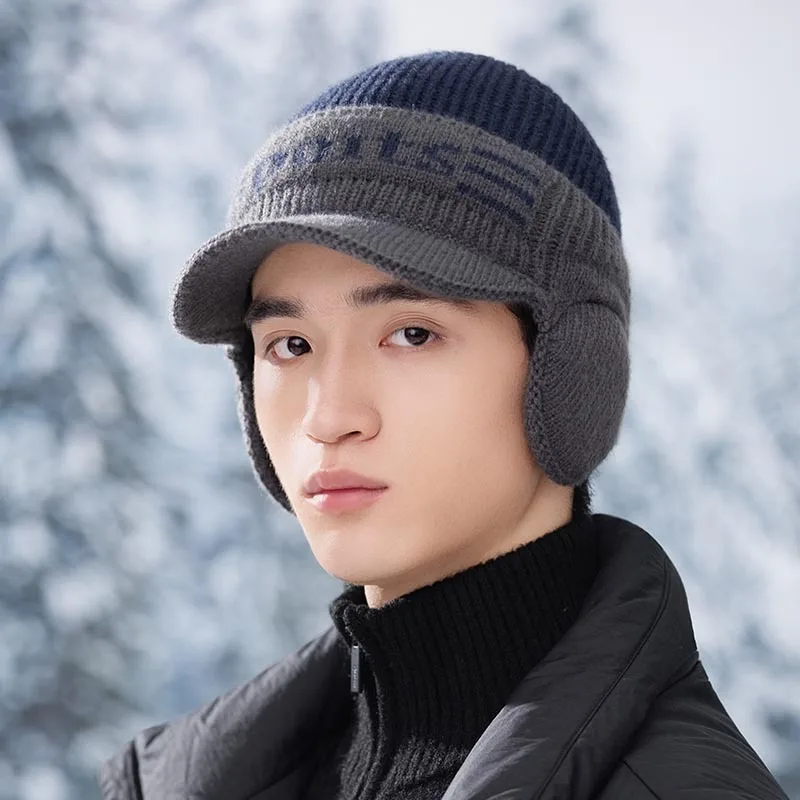 

Men's Winter Hat with Earflaps - Velvet Lined Baseball Cap for Cold Weather, Windproof & Warm Outdoor Headwear New