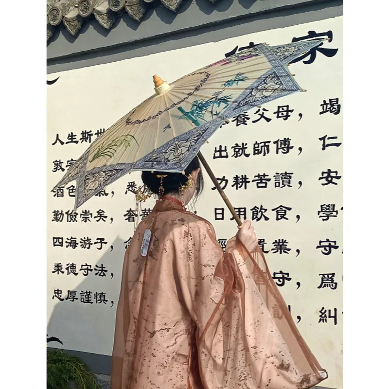 Parapluie de plage octogonal irrégulier en papier huilé, imperméable à la pluie, photographie Hanfu, Cheongsam, parapluie de piste, parasol décoratif