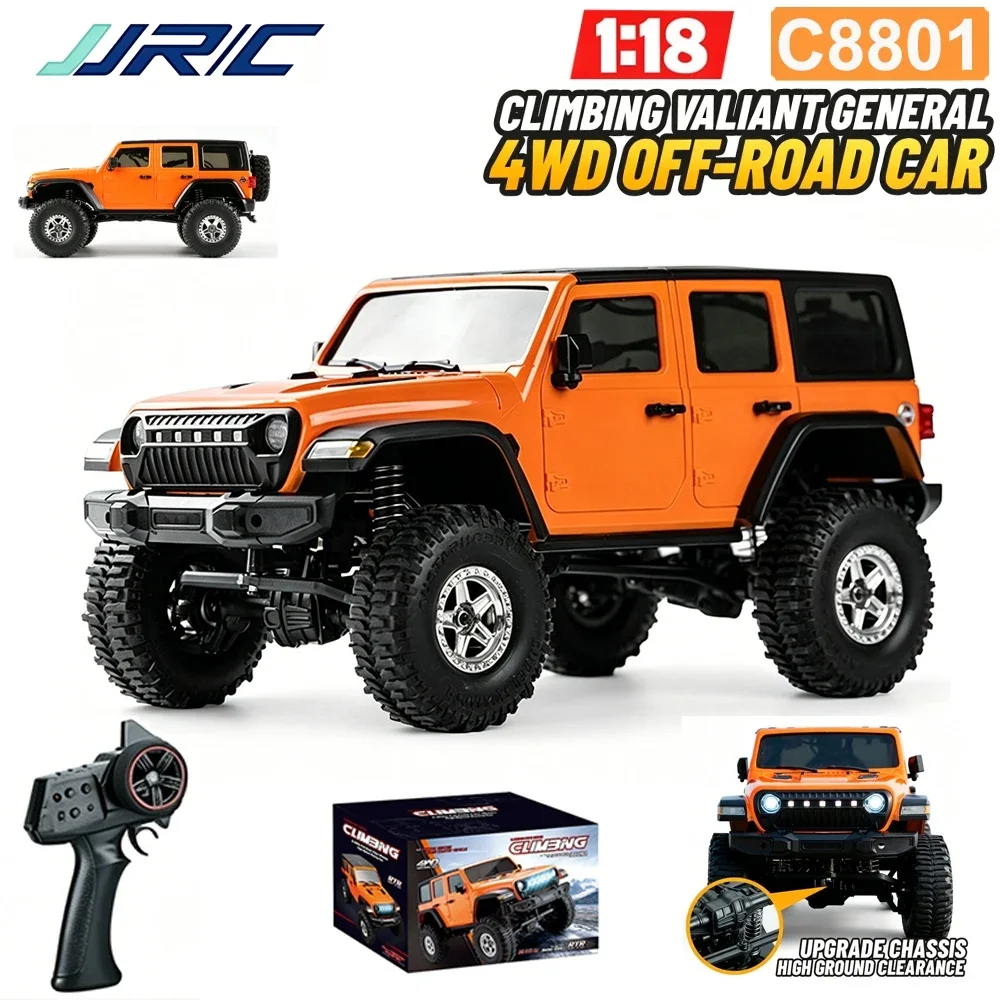 JJRC 1:18 C8801 Jeep Wrangler RC Car All-terrain Climbing 4WD Off-road Vehicle Electric Toy For Boy's And Adults Christmas Gift