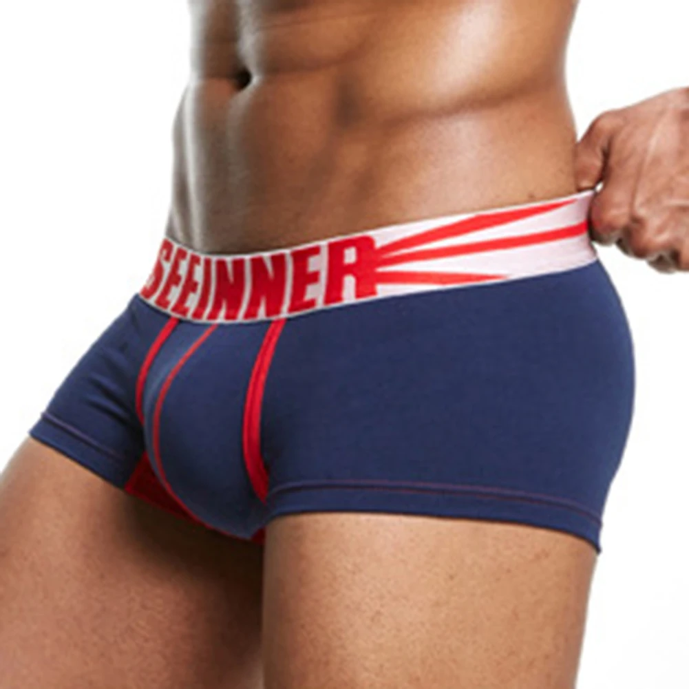 

Blue Breathable Boxers Classic Style Male Underwear Classic Boxers Brand New Condition Breathable Fabric Color Matching