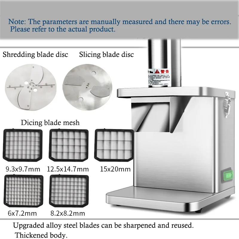 220V Automatic Stainless Steel Electric Vegetable Fruit Slicer Shredder Dicer, Industrial Cutting Machine