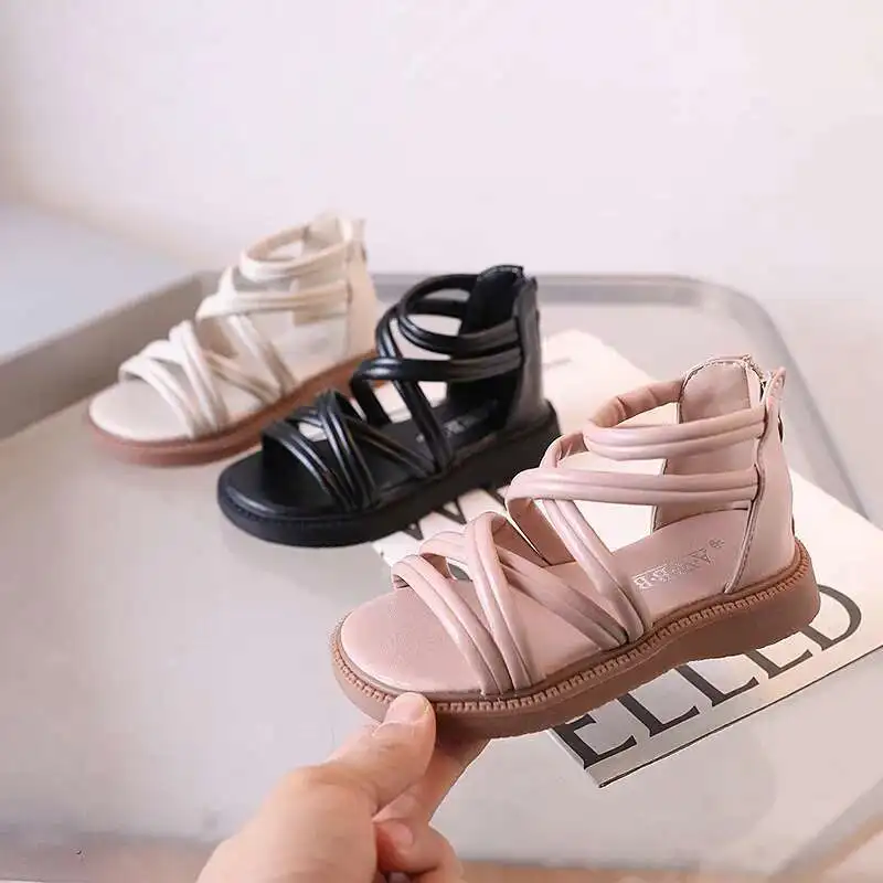 

Fashion Girl Sandal Versatile Comfort Child Sandals Casual Breath Simple Roman Shoes New Mid Tube Girl Shoe Classic Beach Shoes