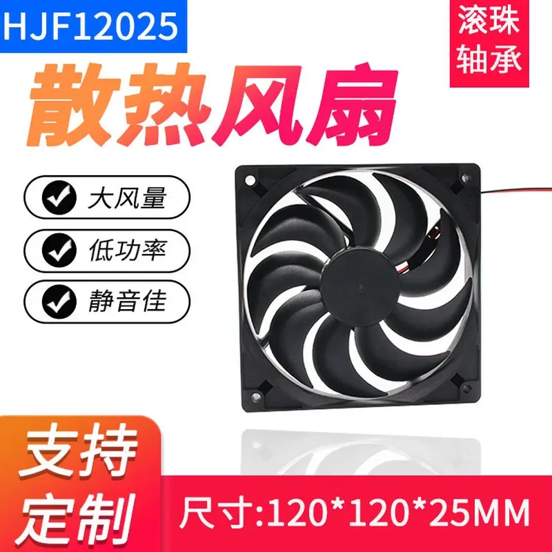DC Fan for DC12025 Large Core Cooling Fan 9-Blade Curved Angle 12V 21V High-Rotation Adjustable Speed Cooler Fan