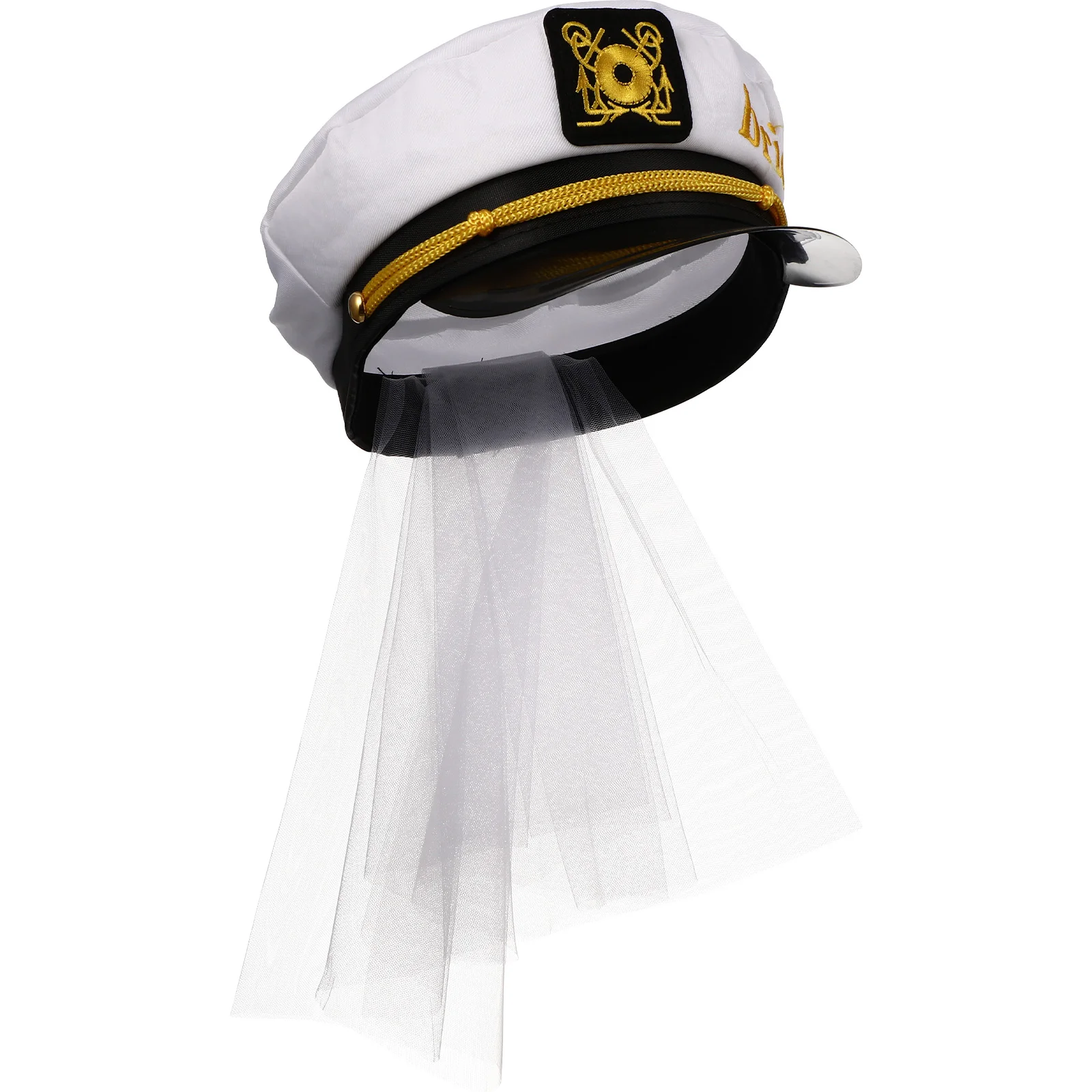 

Navy Sailor Hat With Veil Bridal Wedding Hat Elegant Style Bride Hair Accessory Navy Cap Veil Wedding Headpiece Party Hats