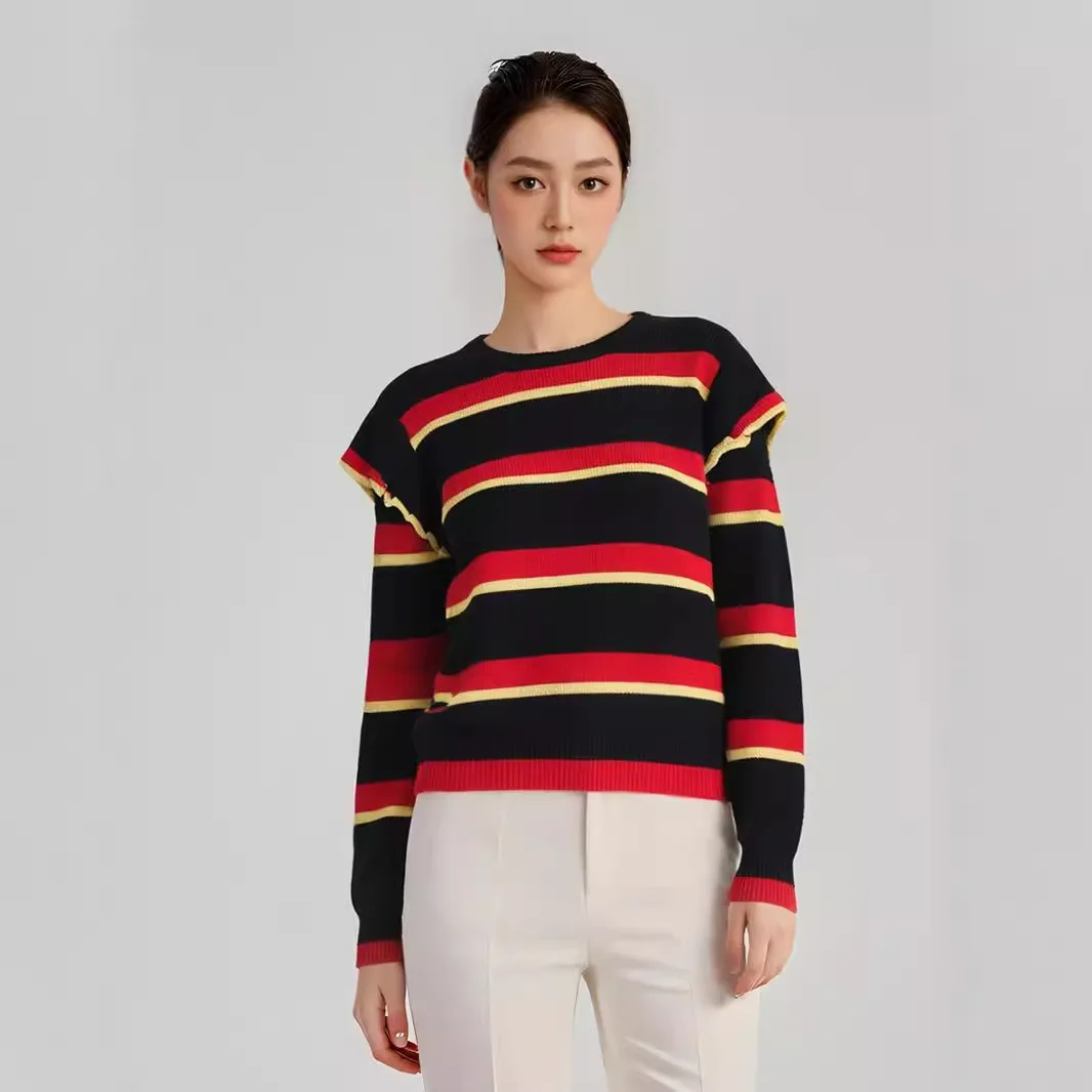 جديد الخريف والشتاء مخطط تكدرت اللون حجب محبوك سترة للنساء سترة صوفية سميكة #3