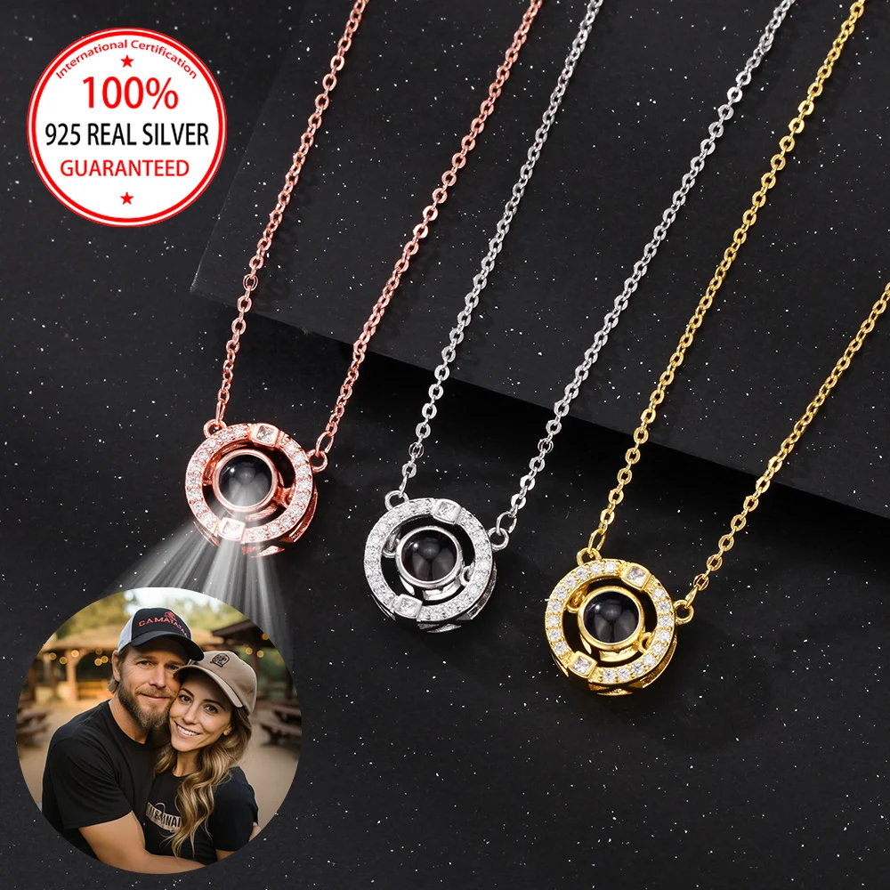 

925 Sterling Silver Custom Photo Projection Round Pendant Necklace Sexy Accessories For Women Girls Jewelry Trends 2025 Gifts