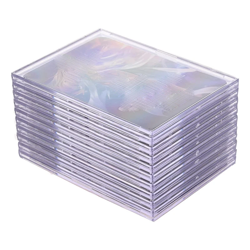 Cards Sleeves Top Loaders 10 Hard Plastic Card Protector Clear Card Brick + 2 Display Stand