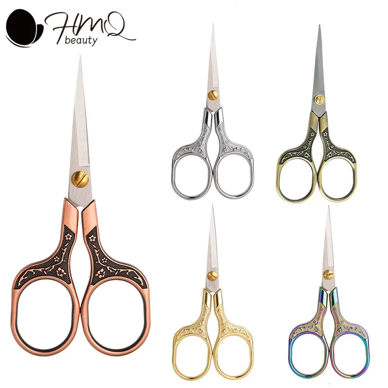 Retro Stainless Steel Beauty Scissors Makeup Grooming Eyebrow Trimmer Craft Scissors Dressmaker Shear for Embroidery Sewing Tool